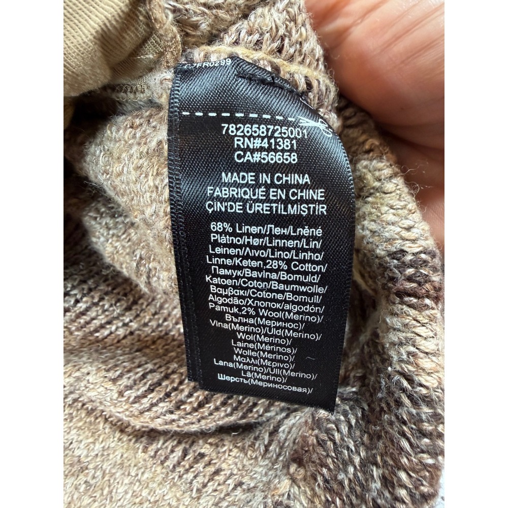 RRL Ralph Lauren Striped Knit Baja Hoodie Brown Linen Cotton Wool Pullover M - Picture 7 of 14